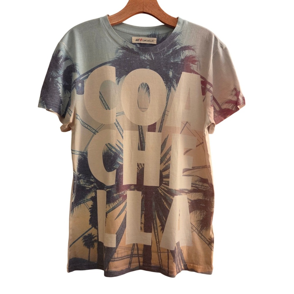 H&M Loves Coachella Graphic Tee Palm Trees Ferris Wheel Festival Boho Unisex XS